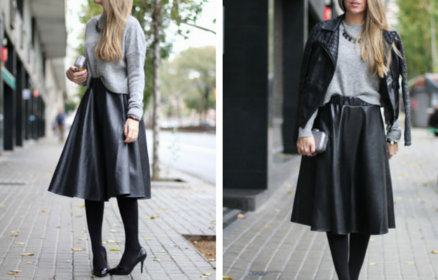 Leather Midi Skirt Winter Outfit