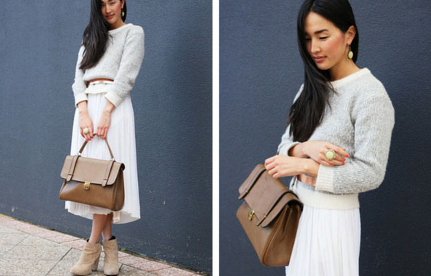 White Midi Skirt Winter Outfit Idea