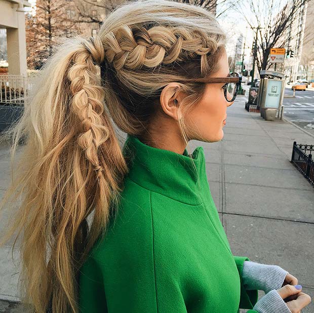 Dutch Braid in ponytail