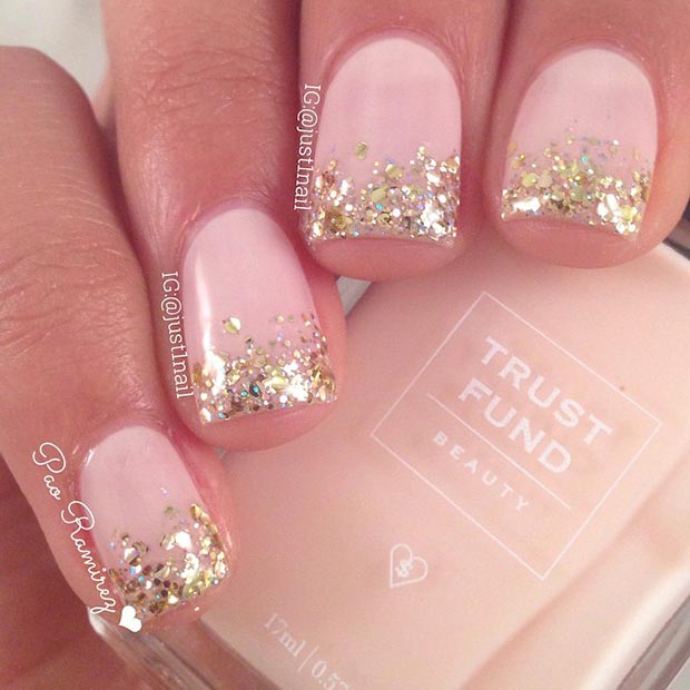 77. Nude and Neon Nail Design for Short Nails