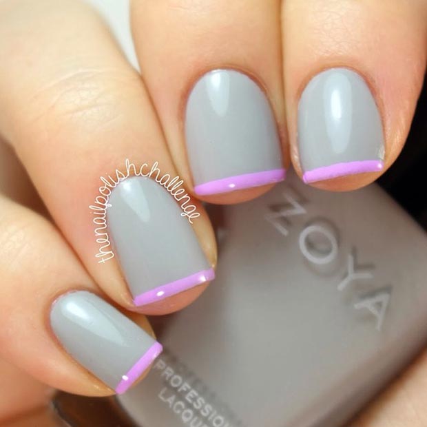 Purple Tips Nail Design