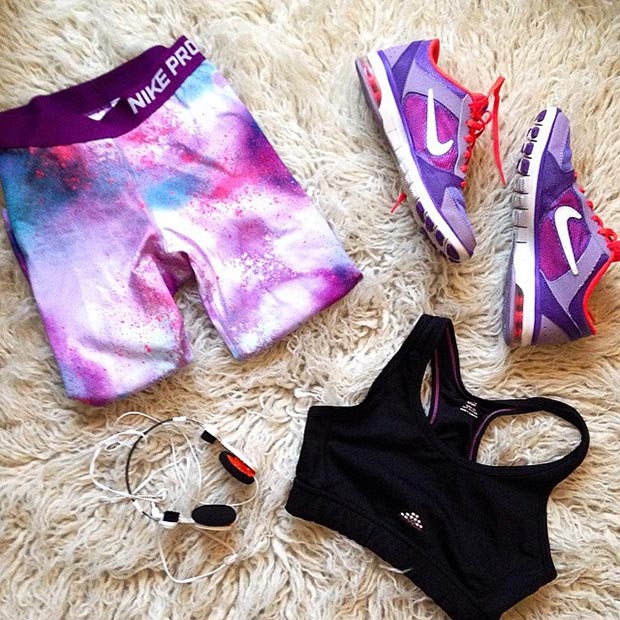 Purple Galaxy Workout Outfit