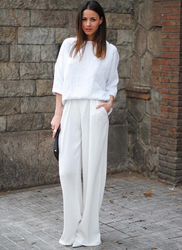 formal white pants outfit