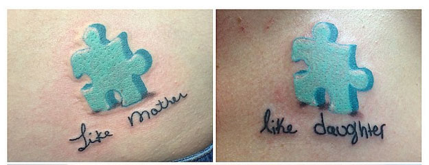 Small and Colorful Puzzle Tattoos