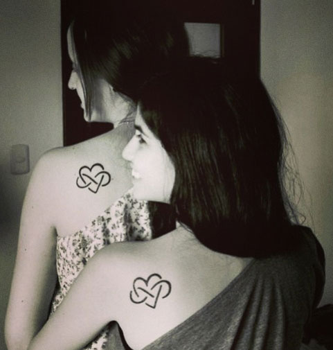 Matching Heart and Infinity Mother Daughter Tattoos