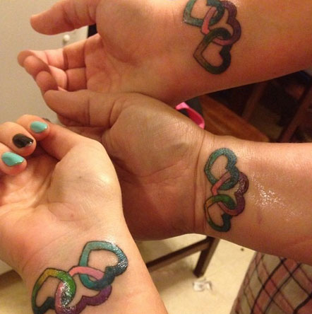 Matching Heart Tattoos for Mother and Daughters 