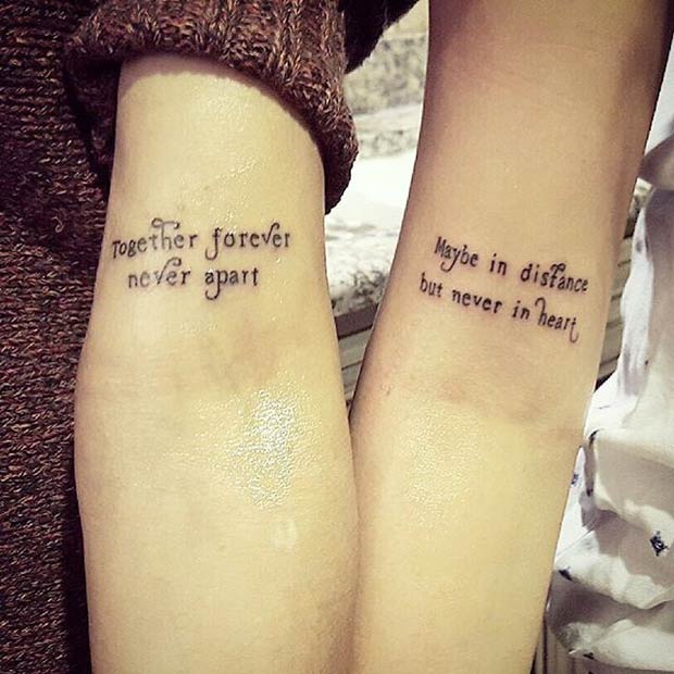 Mother Daughter Matching Quote Tattoos