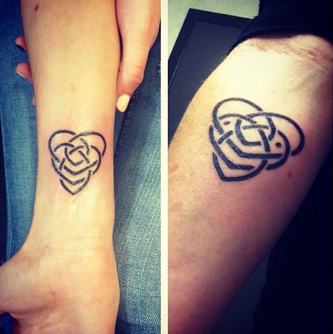 Mother Daughter Heart Knot Tattoos