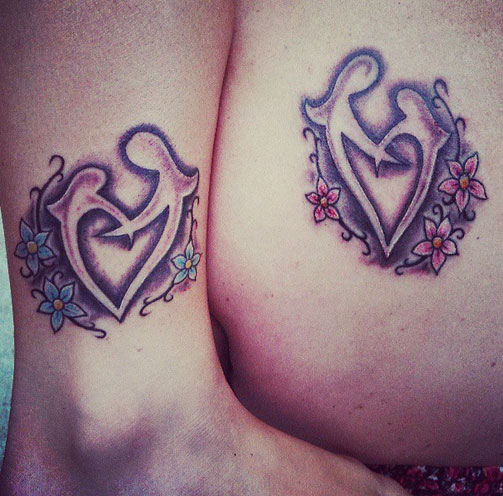 Small Mother And Daughter Symbol Tattoos 