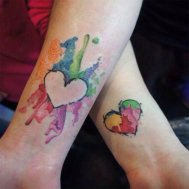 Watercolor Heart Tattoos