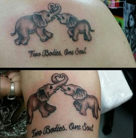 Mother and Daughter Elephant Tattoo Idea