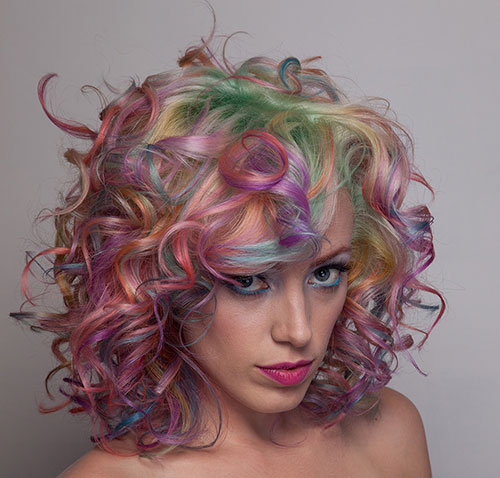 Colorful Medium Length Curly Hair