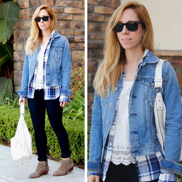 blue flannel outfit