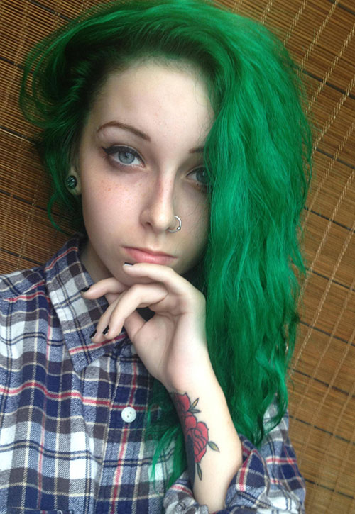 Long Light Green Hairstyle