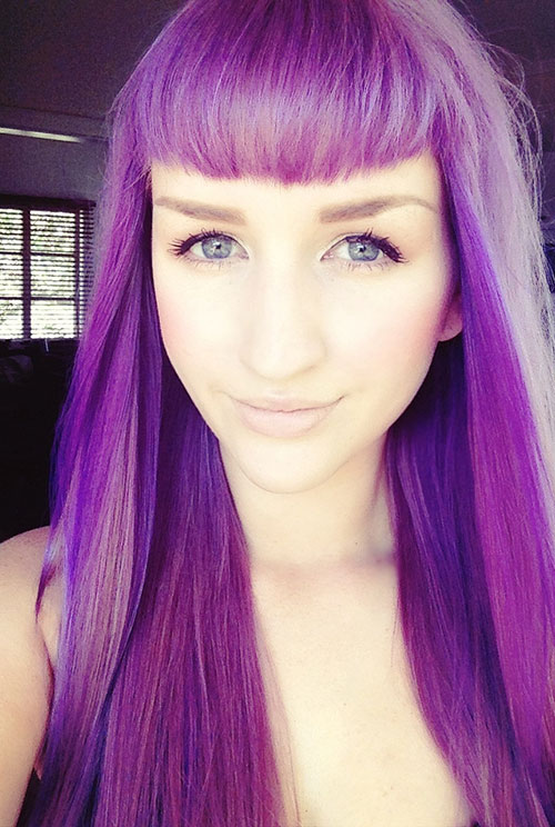 Long Purple Hair with Bangs
