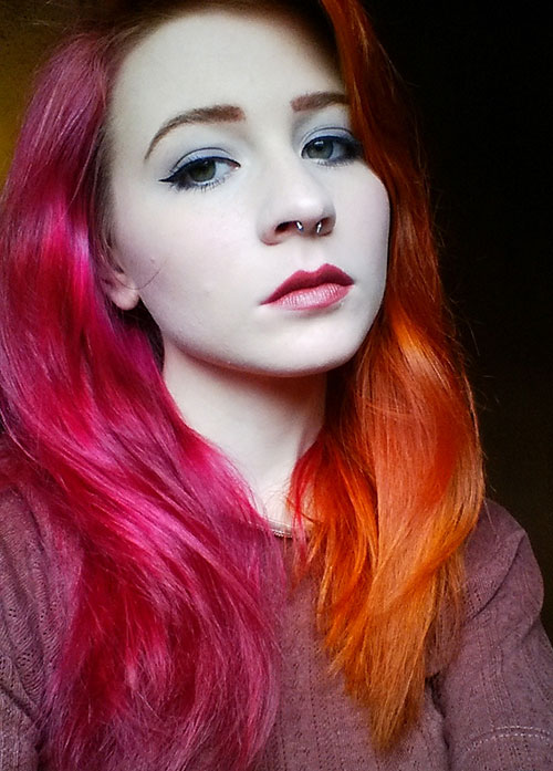 Medium Pink and Orange Hairstyle