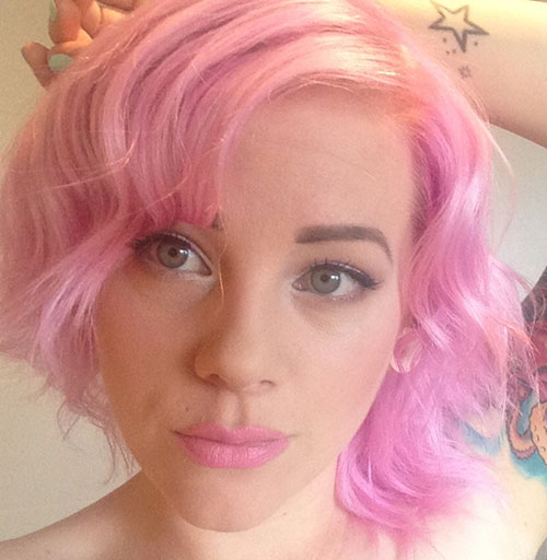 Short Light Pink Curly Hairstyle