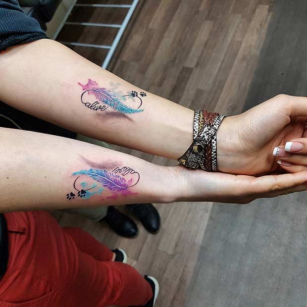 Colorful sister tattoos