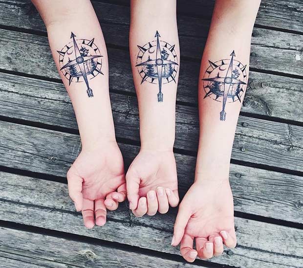 Wind Rose Sister Tattoos