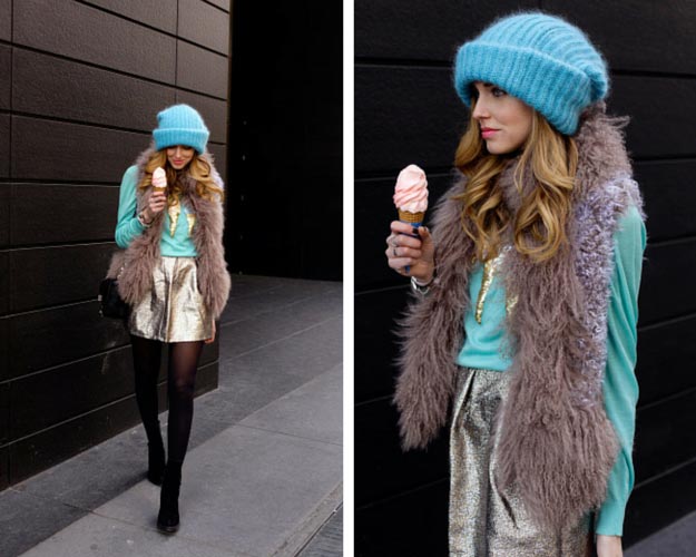 Gold Turquoise Winter Outfit