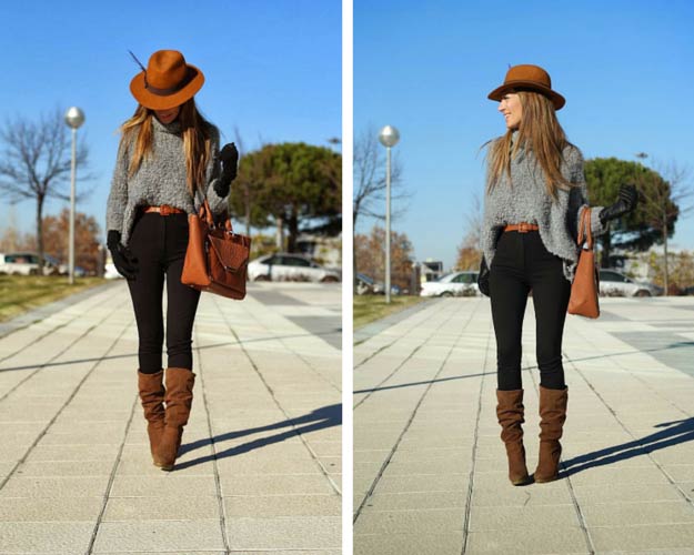Grey, Brown and Black Winter Outfit