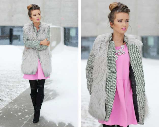 Pink and Grey Winter Outfit
