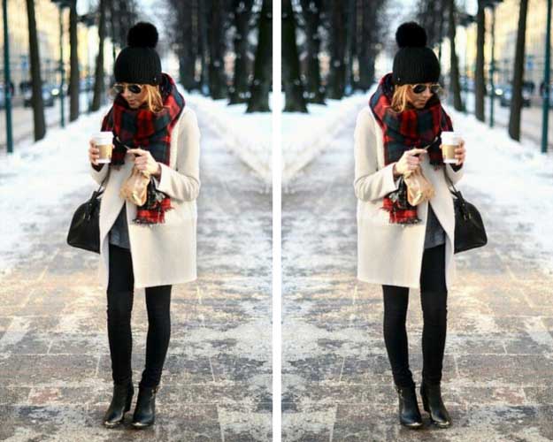 white coat winter outfit