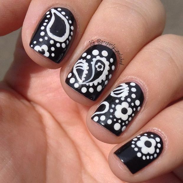 5 Easy BLACK & WHITE DOTTING TOOL NAIL ART Designs-_O_l3xcbgrY