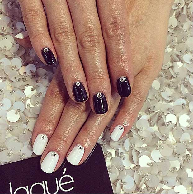 black and white nail design