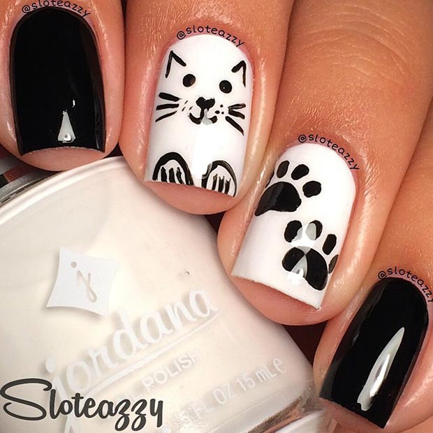 easy black and white nail art