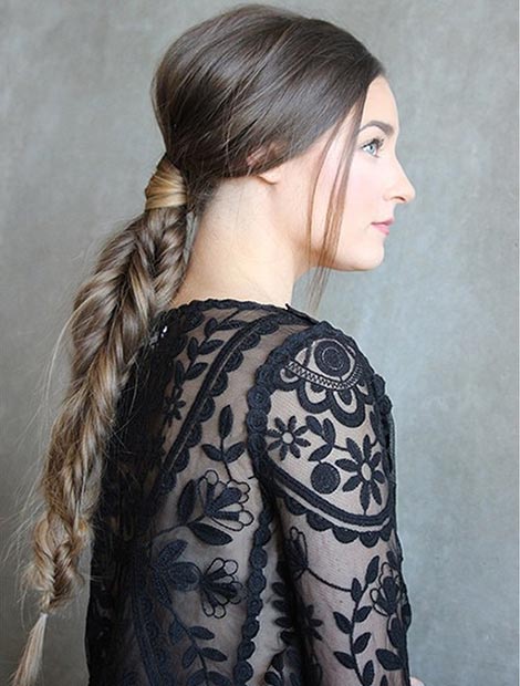 Messy Low Fishtail Ponytail