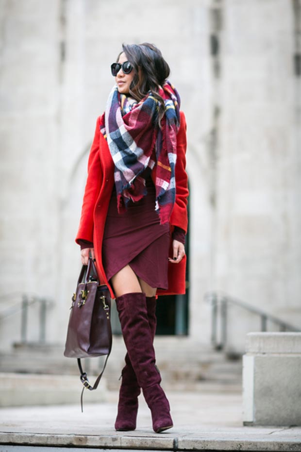 red and maroon outfit