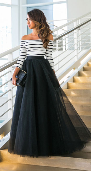 How To Wear Black Maxi Skirts