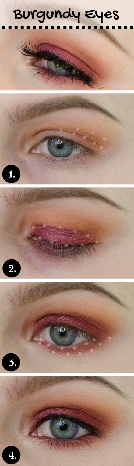 burgundy eye makeup step by step