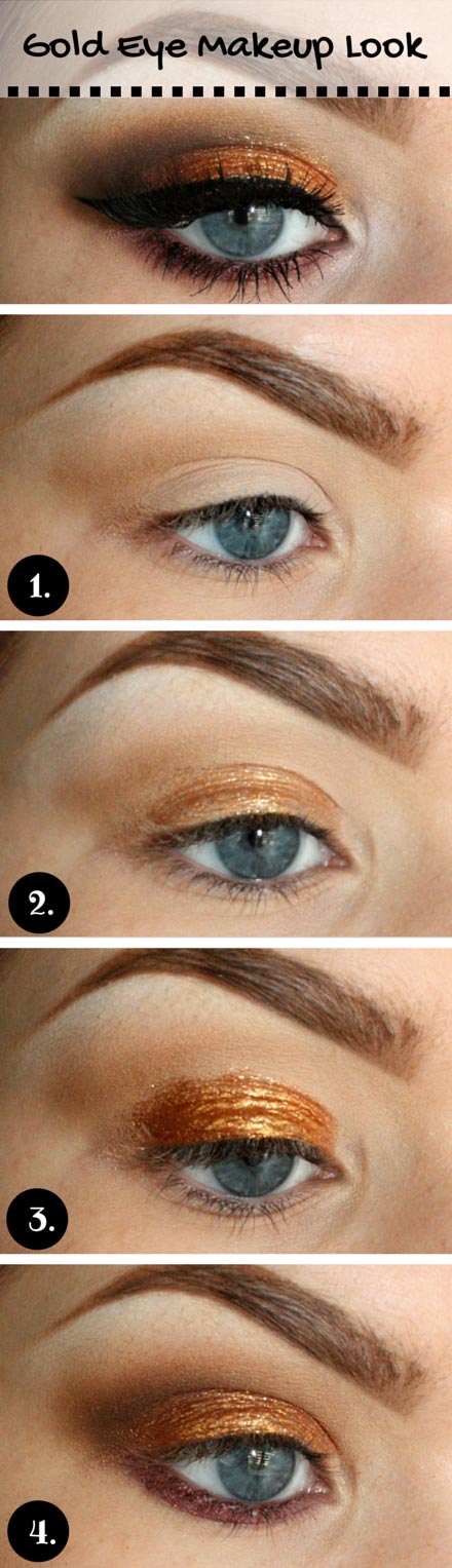 Gold Eye Makeup Tutorial for Blue Eyes