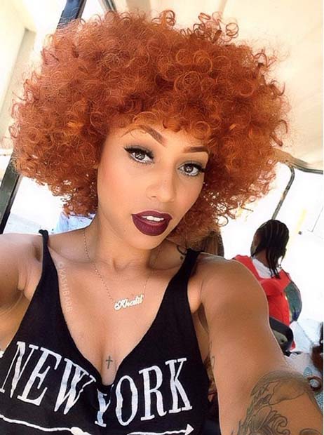Red Natural Curls Hairstyle for Black Women