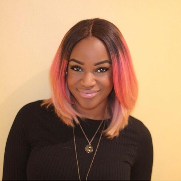 Straight Pink Bob Hairstyle