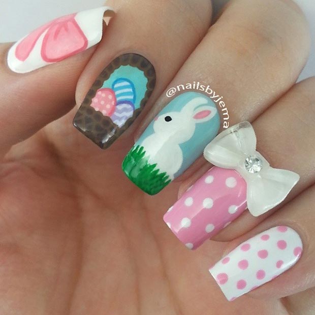 Roztomilý Velikonoční Nail Design pro Dlouhé Nehty