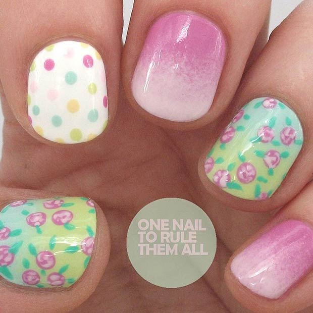 Cute Flower Nail Design for Short Nails