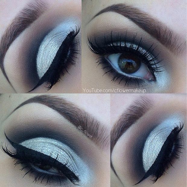 silver smokey eye brown eyes