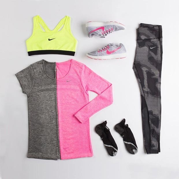 Pink and Grey Workout Outfit 
