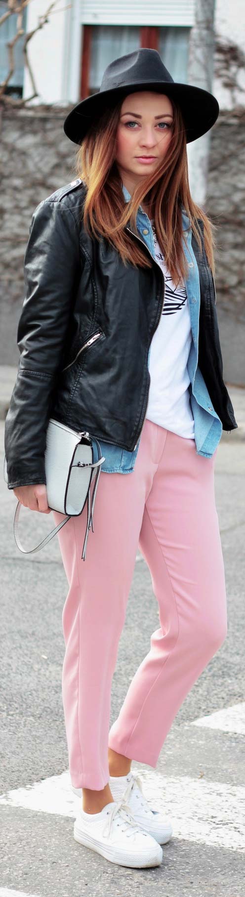 Pink Pants White Sneakers Spring Outfit