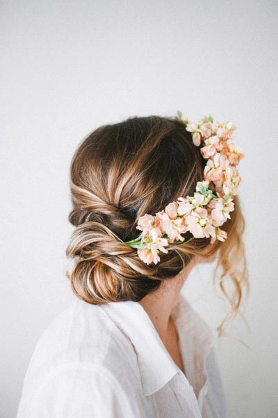 Romantic Updo with Flowers