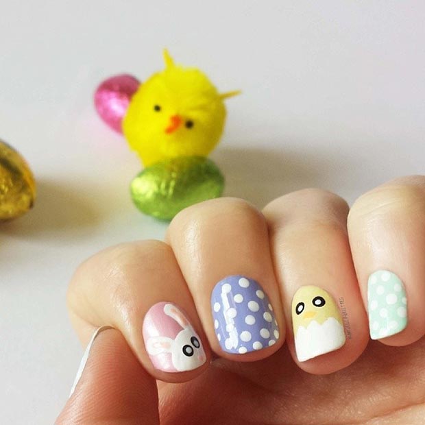 Pasqua Polka Dot Nail Design