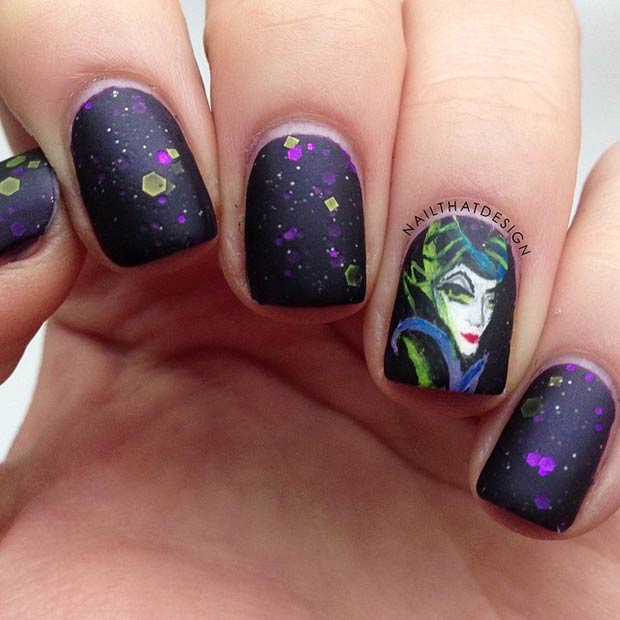 Maleficent Nail Art Design 