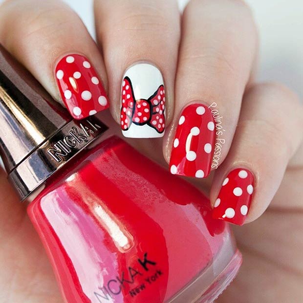 simple minnie mouse nail art