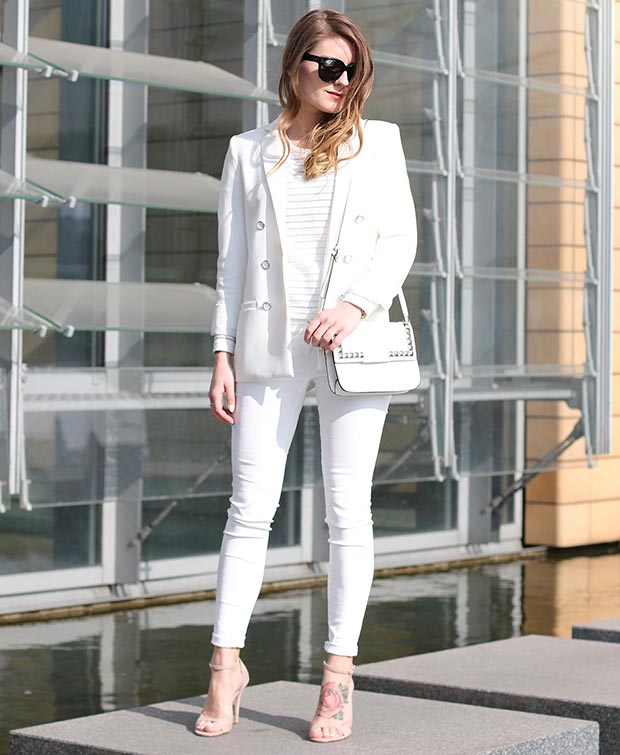 all white blazer outfit