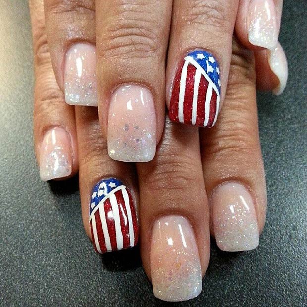 American Flag Accent Nail