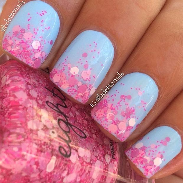 Blue and Pink Nails