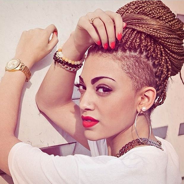 Light Brown Braids with Shaved Sides